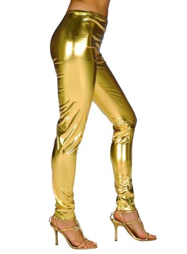 Maskworld Leggings gold-metallic - Größe: L - Enge Kostüm Hose für Damen - Karneval, Halloween & Motto-Party von Maskworld