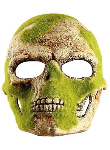 Maskworld Moos bewachsener Schädel Maske aus Kunststoff - Erwachsenen Horror Kostüm Halbmaske - ideal für Halloween, Karneval, Motto- & Grusel-Party von Maskworld