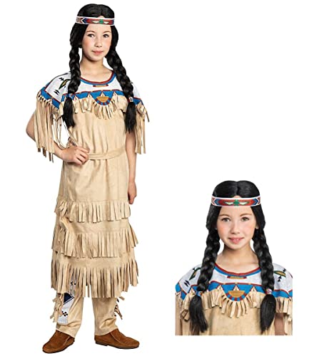 Maskworld Nscho-tschi Kinderkostüm mit Perücke - Indianer Western - Kindergröße: 110-116 - Lizenz-Kostüme aus den Karl-May-Filmen für Karneval und Motto-Party von Maskworld
