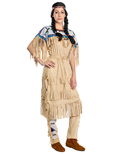 Generique - Nscho-Tschi-Kostüm Damenkostüm Winnetou für Fasching Indianerin braun-blau - L von Maskworld