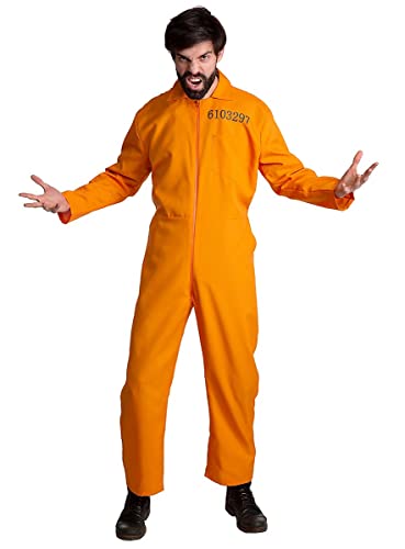 Maskworld Häftling Kostüm mit Nummer - Gefängnis-Insasse, Sträfling Overall orange - Größe: XXL - Verkleidung für Karneval, Halloween von Maskworld