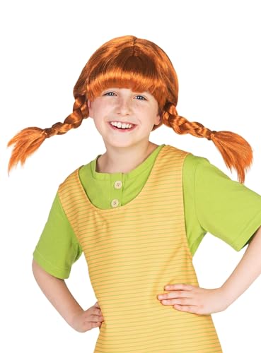 Maskworld Original Pippi Langstrumpf Perücke für Kinder - rote Haare mit 2 Zöpfen von Maskworld