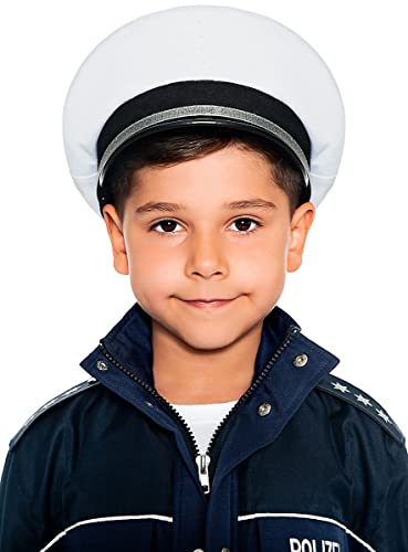 Maskworld Originalgetreue deutsche Polizei-Mütze für kleine Polizisten - Kinder-Kostüm-Accesoire für Karneval Fasching & Halloween - Polizeihut Uniform Weiss - Größe 56 von Maskworld