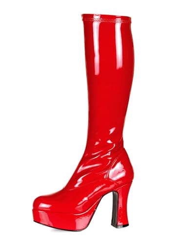 Plateau Stiefel mit Reißverschluss für Damen - rot - Schuhgröße: 45 von Maskworld