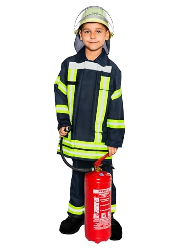 Maskworld Realistische deutsche Feuerwehrmann-Uniform mit Jacke und Hose für kleine Löschmeister - Kinder-Kostüm - Verkleidung Anzug für Karneval Fasching & Halloween - Größe 152 von Maskworld