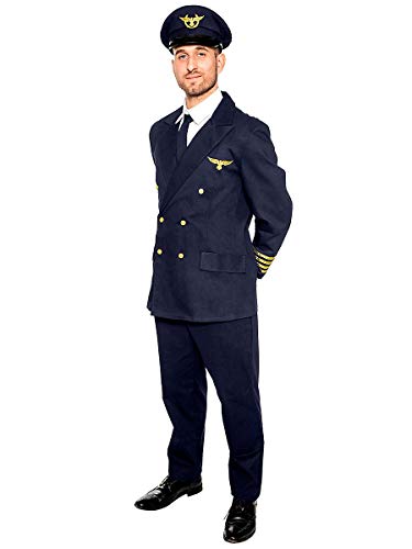 Maskworld Realistisches Piloten Kostüm für alle Flugzeugführer - Verkleidung Uniform Anzug für Flugzeugführer - Karneval Fasching Halloween & Mottoparty - Größe L-XL von Maskworld