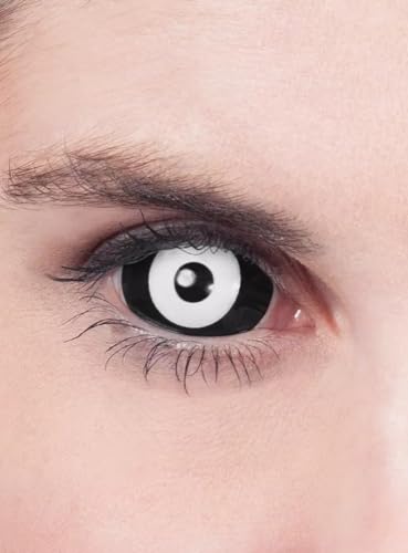 Maskworld - Sclera schwarz-weiß - farbige Kontaktlinsen / 6-Monats-Linsen - Motivlinsen ohne Sehstärke (22mm) - Unisex - Erwachsene - ideal für Halloween, Karneval, Motto- und Horror-Party von Maskworld