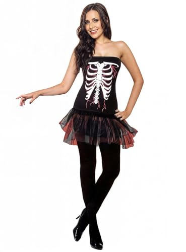 Maskworld Skelett-Kleid mit Tutu Rock für Damen - Kostüm Halloween, Karneval & Motto-Party - Medium von Maskworld