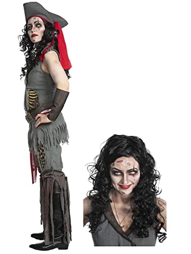 Maskworld - Verflucht gutes Zombie-Piratin Kostüm und Perücke - Untoter Pirat für Frauen Größe: XL - Karneval, Fasching, Halloween & Motto-Party Verkleidung - DELUXE-EDITION von Maskworld