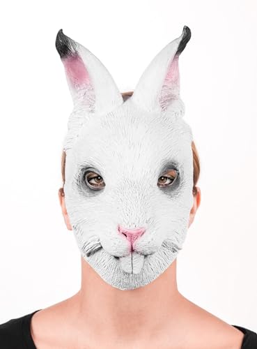 Maskworld Weißes Kaninchen Halbmaske aus Latex - Verkleidung für Halloween, Karneval & Motto-Party von Maskworld