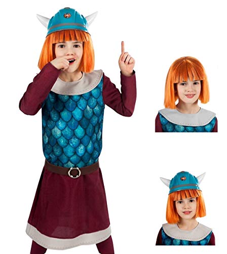 Maskworld Wickie der schlaue Wikinger-Junge - Komplett-Kinder-Kostüm mit Perücke und Helm - 6-teilig - Karneval-Verkleidung (110-116) von Maskworld