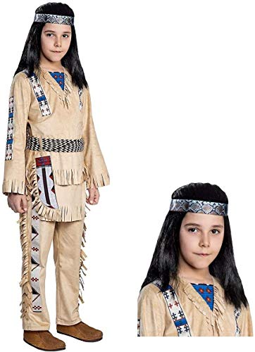 Maskworld Winnetou Kinderkostüm mit Perücke - Indianer Western - Kindergröße: 98-104 - Lizenz-Kostüme aus den Karl-May-Filmen für Karneval und Motto-Party von Maskworld