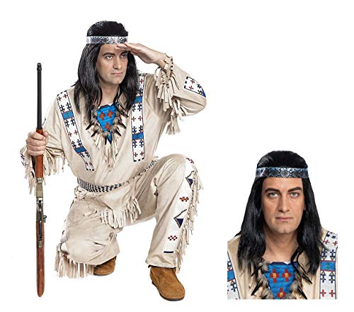 Maskworld Winnetou Kostüm mit Perücke - Indianer Western - Größe: XL - Lizenz-Kostüme aus den Karl-May-Filmen für Karneval und Motto-Party von Maskworld