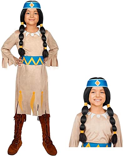 Maskworld - Yakari Regenbogen Kinderkostüm 4teilig mit Perücke - Indianer Kostüm Kleid für Mädchen - Lizenzprodukt Zeichentrickserie (122/128) von Maskworld