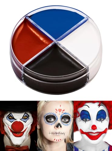 Professionelle Theater-Schminke - Clown & Horror Clown - Make-Up Set Creme Schminkdose 4 Farben - Halloween Karneval Motto-Party von Maskworld