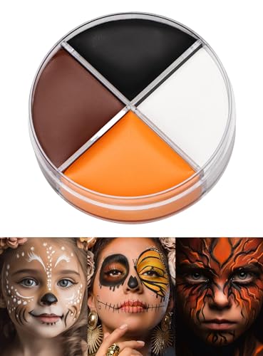 Professionelle Theater-Schminke Creme Make-up braun-orange-schwarz-weiß 15 ml Dose - 4 Farben - Halloween Karneval Motto-Party von Maskworld