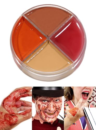 Professionelle Theater-Schminke für Brandwunden - Horror Make-Up Set Creme Schminkdose 4 Farben - Halloween Karneval Motto-Party von Maskworld