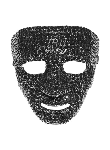 Schwarze Glitzerphantom Maske - funkelndes Kostüm-Accessoire für verschiedene Verkleidungen zu Karneval, Motto-Party oder Halloween von Maskworld