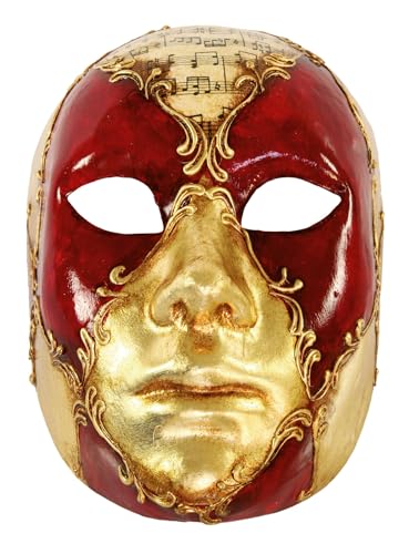 Volto Femminile scacchi rosso musica - Venezianische Maske - traditionell handgefertigt - Carnevale di Venezia von Maskworld