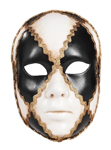 Volto scacchi bianco nero femminile - Venezianische Maske - traditionell handgefertigt - Carnevale di Venezia von Maskworld