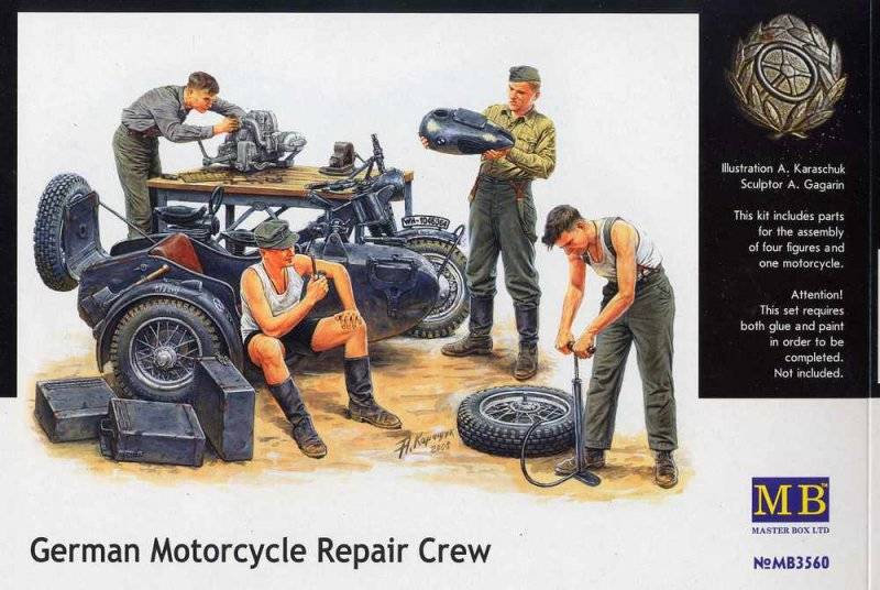 German Motorcycle repair team von Master Box Plastic Kits