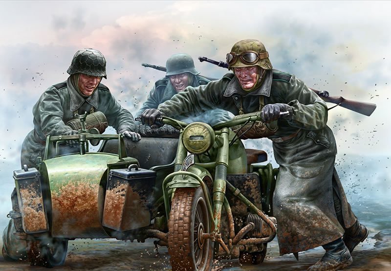 German Motorcycles WWII era von Master Box Plastic Kits