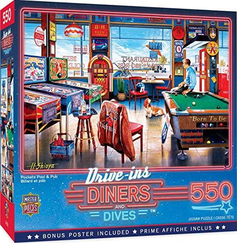 MasterPieces Drive-Ins, Diners and Dives – Pocket Pool & Pub Puzzle 550 Teile von MasterPieces
