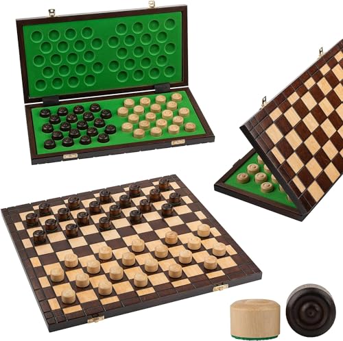 Dame Spiel Holz 100 Felder XXL Checkers | Master Of Chess | Chess Board 39 cm | Handgefertigte Edles Schachbrett Klappbar - Dame Brettspiel für Kinder und für Erwachsene von Master of Chess