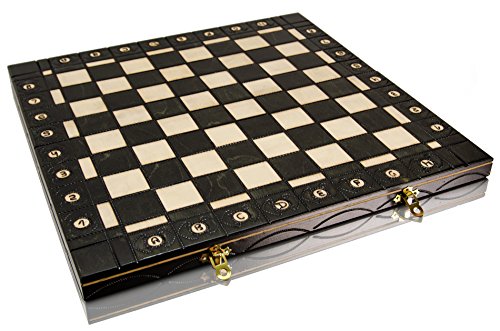 FOLDING SCHWARZES Schachbrett 41cm / 16in hölzernes Verziertes Schachbrett mit Plastikeinsätzen von Master of Chess