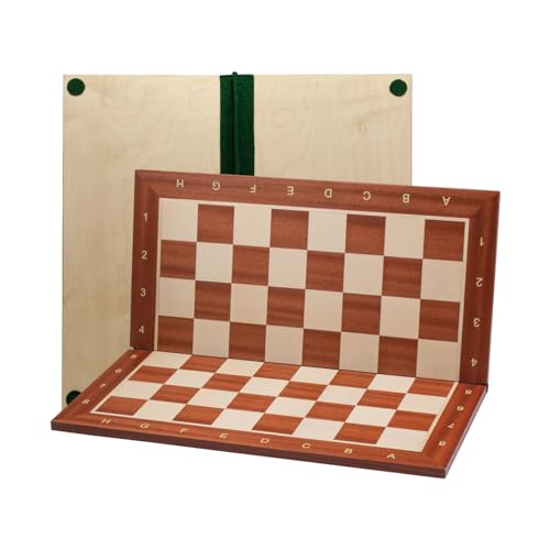 Falt Schachbrett Groß | Master of Chess | Inarsia Schachbrett hochwertig 48 cm | Profi-Turnierschachbrett Nr. 5 mit Dunkelbrauner Umrandung für Kinder und Erwachsene von Master of Chess