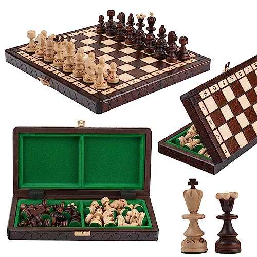 Handgefertigt Schachbrett mit Figuren | Master of Chess Schachspiel Holz Braun | Chess Set 30cm | Schachbrett Tragbares Holz Hochwertig - Klassisches Familienschach von Master of Chess