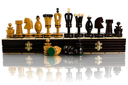 Master of Chess Schachspiel aus Holz mit Stücken ROYAL 50 cm – handgefertigtes eingelegtes großes Schachbrettspiel für Erwachsene und Kinder – Gothic-Figur von Master of Chess