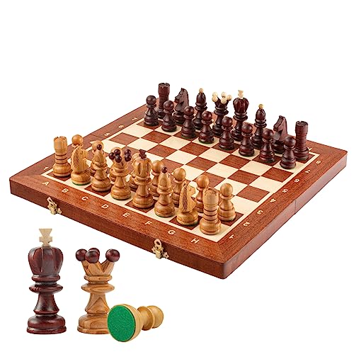 Superb ROYAL GAMBIT Incrusted Large Wooden Chess Set 50cm / 