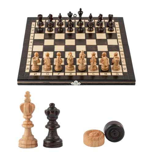 Master of Chess Olympic 35cm Cherry Tournament Holz Schach und Dame Set für Erwachsene und Kinder von Master of Chess