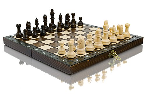 Schule Reiseschach Set | Master Of Chess | Birke und Buche Edles Schachbrett 27 cm | Chess Game Set - Schachbrett hochweertig mit Figuren - Tragbares Schach Set für Erwachsene und für Kinder von Master of Chess