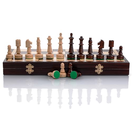 Master of Chess GENTLEMAN 48 x 48 x 3 cm Großes Holzschach für Erwachsene und für Kinder Handgefertigtes Schachbrett und Figuren von Master of Chess