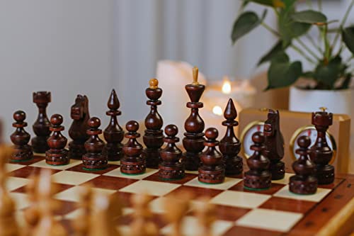 Master of Chess Schachspiel aus Holz mit Teilen "Empire", 50 cm, handgefertigtes und tragbares großes Schachbrettspiel für Erwachsene und Kinder, hochwertiges Kirschholz von Master of Chess