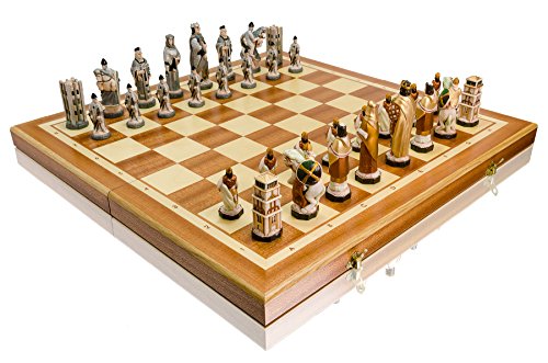 Master of Chess Schachspiel aus Holz mit Teilen, 60 cm, gebranntes großes Schachbrettspiel für Erwachsene und Kinder, Steinstücke, historische Akzente von Master of Chess