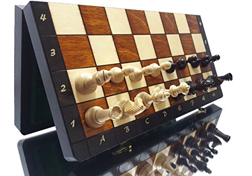 Schöne Travel Chess Schachspiel Holz Edel | Master of Chess | Schachbrett Groß 35 cm | Handgefertigte Reiseschach Magnetisch Holz - Schachbrett fur Kinder und Erwachsene von Master of Chess