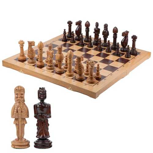 Master of Chess Schachspiel aus Holz mit Teilen "Oak BATTLE", 65 cm, handgefertigt, eingelegt, groß, faltbar, Schachbrettspiel für Erwachsene und Kinder von Master of Chess