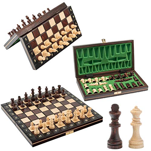 Mini Schach Magnetisch Holz | Master of Chess | Schach Brett 20 cm | Handgefertigte Reiseschach Magnetisch mit Figuren - Schachbrett Kinder Größe von Master of Chess