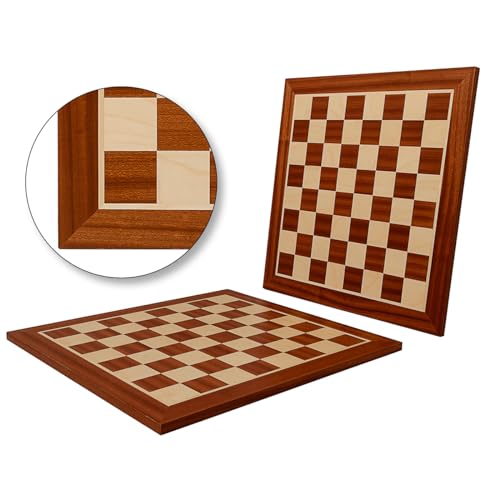 Professionelles Schachbrett Holz Hochwertig | Master of Chess | XXL Sauberes Inarsia Brett 44 cm | Klassisches Sykomore - Mahagoni Turnier Schachbrett NO.6 von Master of Chess