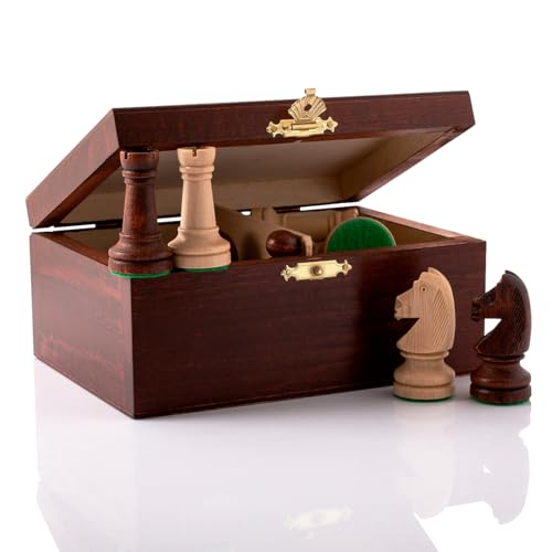 Klassisches Staunton Chess Pieces NO.4 in Mahagoni Box | Master of Chess | Gewichtete nur Schachfiguren Holz - Handgemachtes Championship Chess Set Ohne Schach Brett von Master of Chess