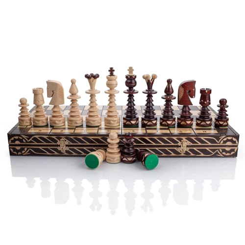 Master of Chess Schachspiel aus Holz mit Teilen, "Gentleman", 60 cm, handgefertigt, groß, zusammenklappbar, für Erwachsene und Kinder von Master of Chess