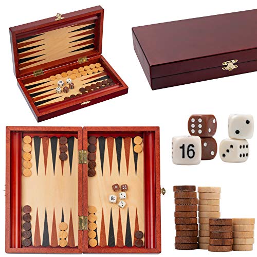 Master of Chess TRYKTRAK Backgammon Classic 33 x 28 cm Reiseset aus Holz in einem eleganten Brettspiel aus Mahagoni für Erwachsene und für KDS von Master of Chess