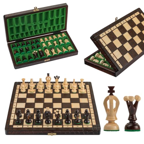 ROYAL Chess Set | Master of Chess | Schachbrett Holz Hochwertig 35cm | Handgemachtes Schachbrett mit Figuren Großes Schachspiel Holz für Kinder und für Erwachsene von Master of Chess