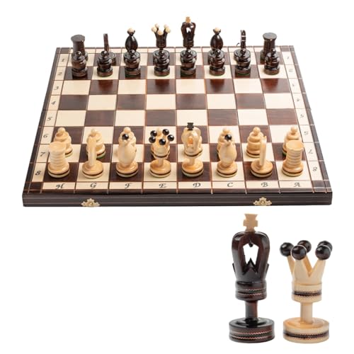 Atemberaubendes Royal Gambit Großes Schachspiel aus Holz, eingelegt, Royal 50 cm/20 Zoll, Deluxe-Schachbrett und Schachfiguren für Erwachsene und Kinder von Master of Chess