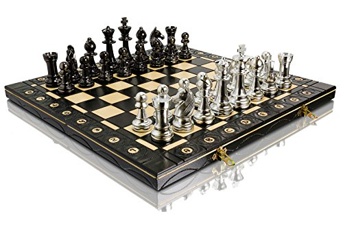 ROYAL GAMBIT Incrusted Large Wooden Chess Set 50cm / 20in Luxury Chess Board