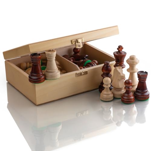 Klassisches STAUNTON Chess Pieces NO.5 in Naturholz Box | Master of Chess | Gewichtete nur Schachfiguren Holz - Handgemachtes Championship Chess Set Ohne Schach Brett von Master of Chess