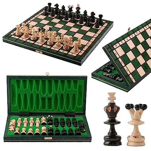 Schach mit handgeschnitzten Figuren, Nr. 104 aus Holz, Schachspiel 65x